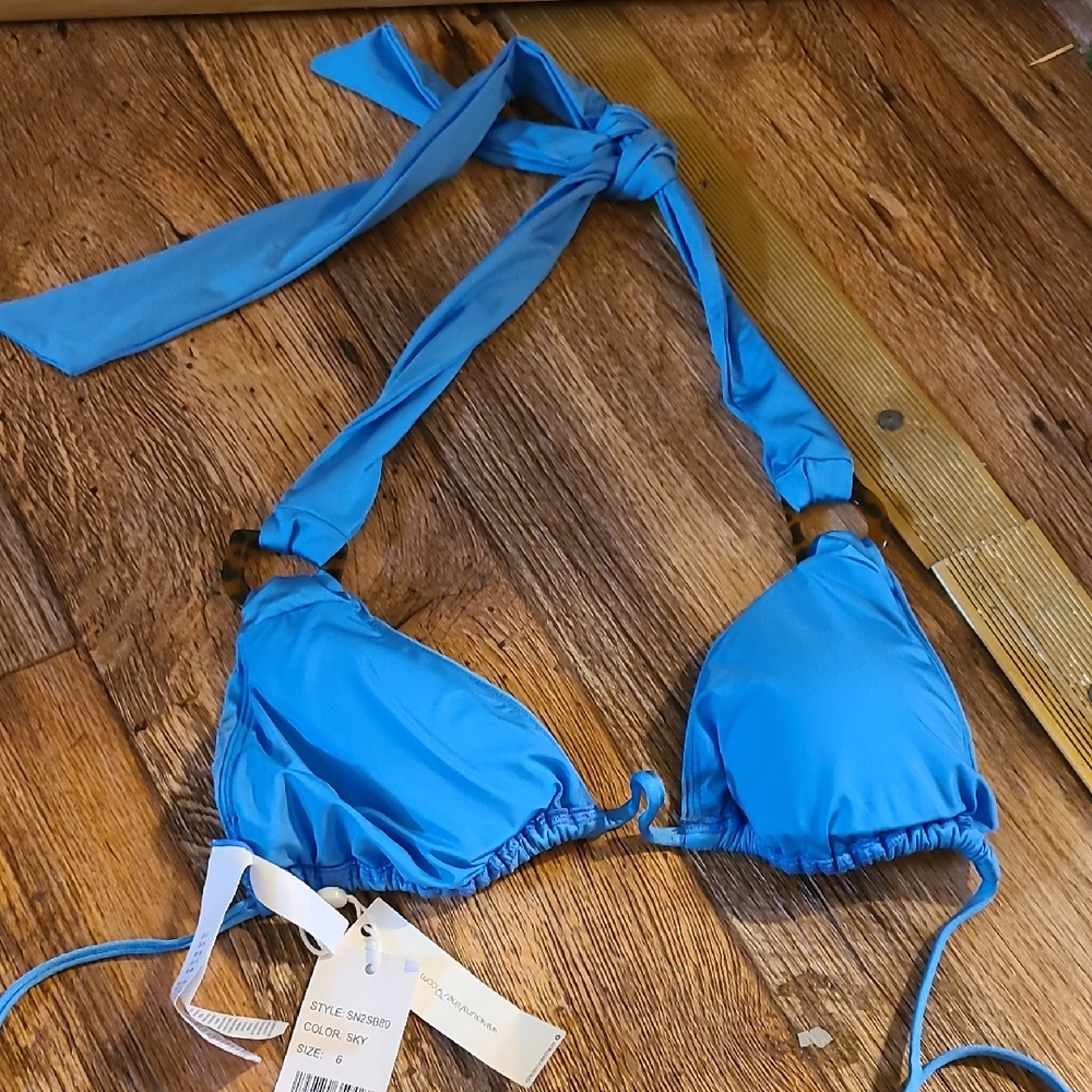 Blue Halter Bikini Top